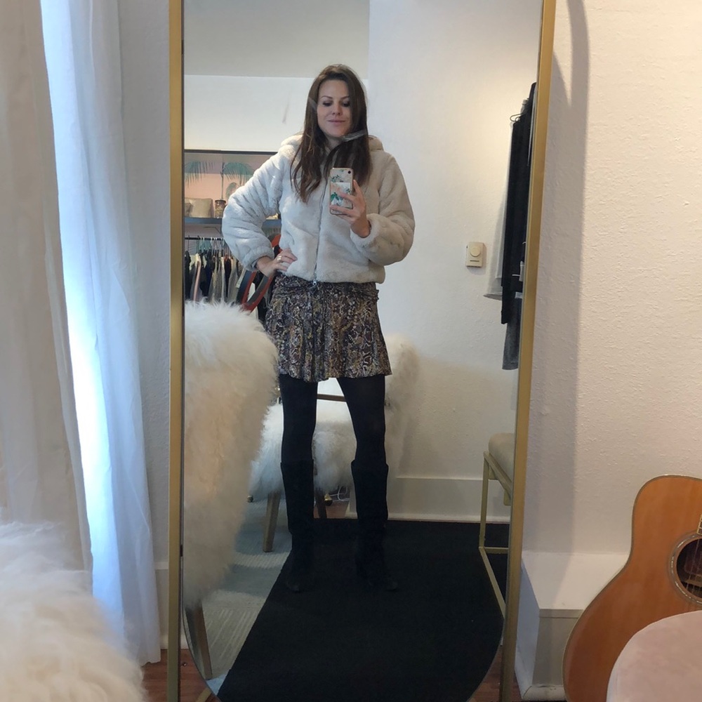 Faux fur coat w/ hood